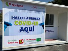 Anuncio Hazte la prueba COVID-19 aquí, Mega Soriana, Pilares 541, Del Valle, CdMx. Fotografía: Gloria Elisa Melgarejo García.