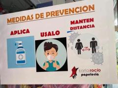 Cartel Medidas de prevención, Papelería Karla Rocío, calle Matías Romero 1353, Letrán Valle, Benito Juárez, CdMx. Fotografía: Gloria Elisa Melgarejo García.