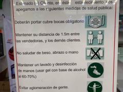 Anuncio En este establecimiento nos apegamos a las siguientes medidas, tienda Como lo vio en TV, KOZAS  y + Un mundo para ti, Municipio Libre 314, Colonia Emperadores, Benito Juárez, CdMx. Fotografía: Gloria Elisa Melgarejo García.