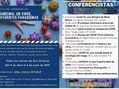 Programa del Ciclo de conferencias Pandemia: un virus, diferentes paradigmas. Facebook Idalia Flores.
