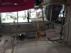 Imagen de sana distancia en unidad de la Línea 2 de Metrobús. Fotografía: Stephanie Romero Faz.