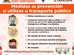 Infografía Medidas de prevención si utilizas el transporte público. Facebook Alcaldía Iztapalapa.