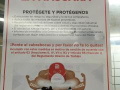Cartel "En el metro nos ponemos la máscara", metro Chabacano, CdMx. Fotografía: Stephanie Romero Faz.