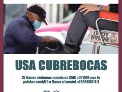 Cartel "Mientras no haya vacuna, usa cubrebocas", Gobierno de la Ciudad de México.