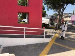Fotografía sobre las brigadas de sanitización realizadas en la Colonia Insurgentes y Desarrollo Quetzalcóatl en Iztapalapa.