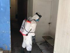 Fotografía sobre las brigadas de sanitización realizadas en la Colonia Insurgentes y Desarrollo Quetzalcóatl en Iztapalapa.