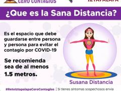 Cartel ¿Qué es la sana distancia?. Facebook Alcaldía Iztapalapa.
