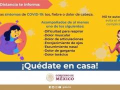 Cartel digital con los síntomas relacionados al COVID-19.