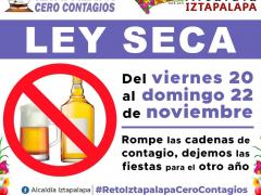 Cartel digital Ley Seca. Facebook Alcaldía Iztapalapa.
