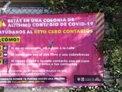 "Estás en una colonia de altísimo contagio de COVID-19", Colonia Agrícola Oriental. Fotografía: Stephanie Romero Faz.
