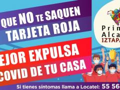 Anuncio digital Que no te saquen tarjeta roja. Instagram: Alcaldía Iztapalapa.
