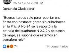 Denuncia por fiesta. Facebook Pantitlan Denunciometro.
