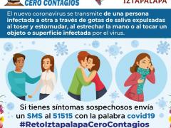 Infografía sobre formas en que se puede contagiar el COVID-19. Facebook Alcaldía Iztapalapa.