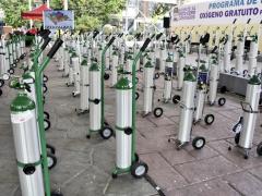 Tanques de oxígeno que serán utilizados. Fotografía: Facebook Alcaldía Iztapalapa.