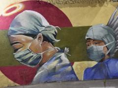 ¡Gracias! Acercamiento al mural en honor a las enfermeras. Fotografía: Facebook Alcaldía Iztapalapa.