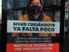 Anuncio publicitario donde se pide a la población seguir manteniendo las medidas preventivas ante el COVID-19. Fotografía de Stephanie Romero Faz
