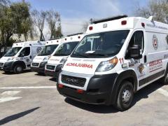 Ambulancias destinadas al traslado de pacientes COVID-19. Fotografía: Facebook Alcaldía Iztapalapa.