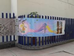 Toma parcial del mural “Diseño y pandemia: la vida en aislamiento”. Fotografía: David Alonso Vargas Melgarejo.