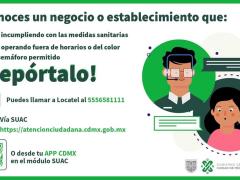 Cómo denunciar un negocio que incumpla medidas. Facebbok: Unidos por Tlatelolco.