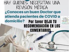 Flyer¿Conoces un buen doctor que atienda pacientes de COVID a domicilio? Facebook Unidos por Tlatelolco. 