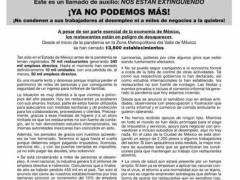 Carta abierta de la industria restaurantera de la Ciudad de México y Estado de México