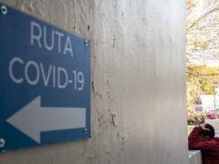 Zona de acceso al área COVID, Hospital General de Zona 1-A Dr. Rodolfo Antonio de Mucha Macías, Venados, Ciudad de México. Foto Oswaldo Ramírez