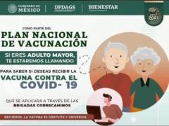 Infografía Plan Nacional de Vacunación si eres adultos mayor te estaremos llamando. Gobierno de México.