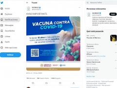 Publicación de la Convocatoria para formar parte de grupo de prueba Vacuna contra COVID-19. Twitter INCMNSZ.