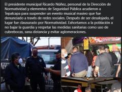 Publicación sobre atención a denuncia de evento masivo en Tepalcapa. Fotografía: Ayuntamiento Cuautitlán Izcalli.