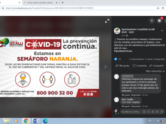 Publicación de infografía "Estamos en semáforo naranja". Imagen: Facebbok Ayuntamiento Cuautitlán Izcalli 2019-2021.