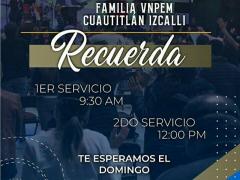 Recordatorio y petición de asistencia a la reunión cristina de  VNPEM de Cuautitlán Izcalli.