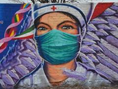 Representación de la enfermera en el grafiti. Fotografía: Milenio.