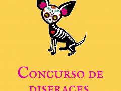 Cartel de concurso virtual de disfrazes de Hallween para animales.