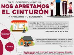 Aviso "Nos apretamos el cinturón". Ayuntamiento de Tecámac.