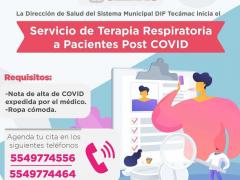 Infografía DIF Tecámac: Servicio de Terapia Respiratoria a Pacientes Post COVID.
