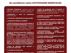 Aviso elaborado por el gobierno municipal de Tecámac, en el que se establece que comercios son considerados de actividades esenciales para los respectivos cierres durante la pandemia en abril de 2020.