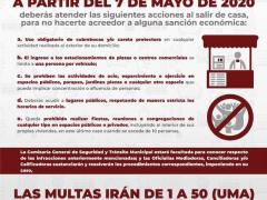 Aviso A partir del 7 de mayo de 2020 deberás atender las siguientes acciones al salir de casa... Imagen: Ayuntamiento de Tecámac.