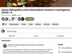 Publicación sobre apoyo bibliográfico entre historiadees. Facebook Historia FES Acatlán.