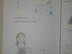 Medidas sanitarias 1 y 2, Folleto "Medidas de prevención para un regreso a clases seguro", Jardín de niñoa "Juan de la Barrera", Naucalpan de Juárez, Estado de México.
