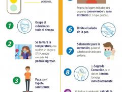 Flyer con las disposiciones para la celebración de misa católica en Teotihuacán. Facebook: Dióecesis de Teotihuacán.