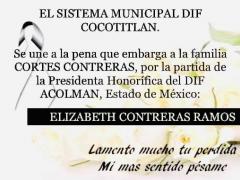 Esquela de Elizabeth Contreras por parte del DIF de Cocotitlán, Estado de México.