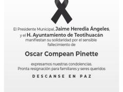 Esquela de Oscar Compean, por el municipio de Teotihuacán.