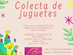 Flyer Colecta de jueguetes, colectivo juvenil "El vuelo del huitzilin".
