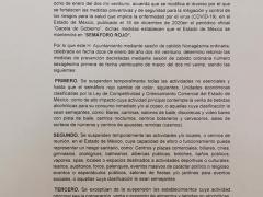 Comunicado sobre semáforo rojo, Ayuntamiento de Axapusco.