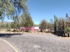 Entre árboles se observa la lona "Abrimos o morimos, guías de turistas Teotihuacán, puerta 1 ZAT. Fotografía: Alonso Rodríguez.