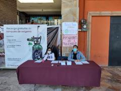 Módulo de entrevistas para ficha de pruebas rápidas, Teotihuacán. Fotografía: Isaías Hernández Rosales.