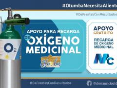 Flyer del Gobierno de Otumba que anuncia recargas de oxígeno gratuitas.