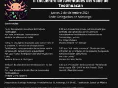 Programa del II Encuentro de Juventudes del Valle de Teotihuacán. Facebook Red Juventudes Teotihuacanas.