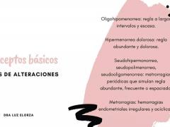 Diapositiva 03. Conceptos básicos de las diferentes alteraciones menstruales. Facebook: Dra. Luz Elorza.
