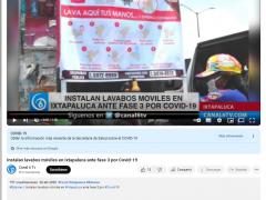 Publicación sobre lavabos móviles en Ixtapaluca por COVID-19.